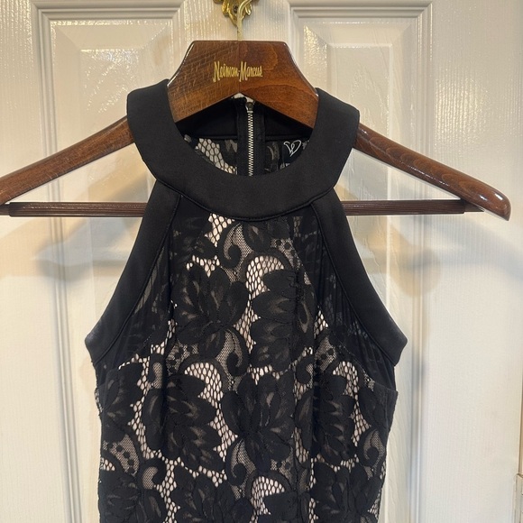 WINDSOR MINI Little Black Mini Lace Halter Dress Fully Lined Size Small - Picture 6 of 15